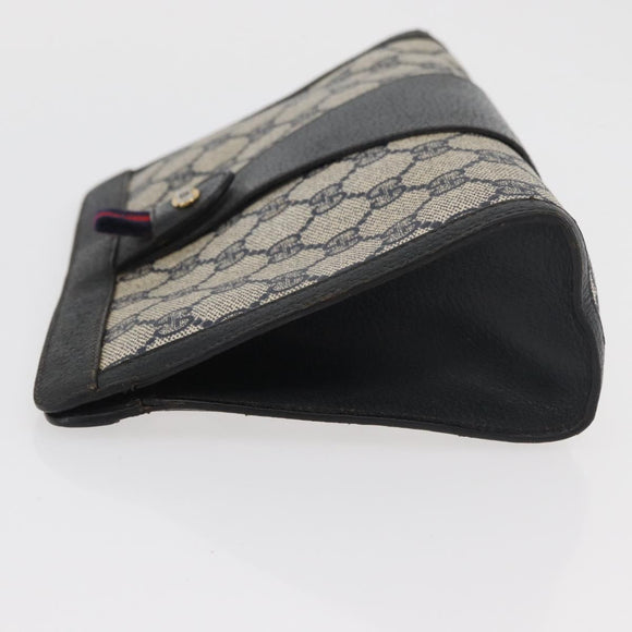 GUCCI GG Supreme Sherry Line Clutch Bag PVC Navy Red 89 01 032 Auth 182810