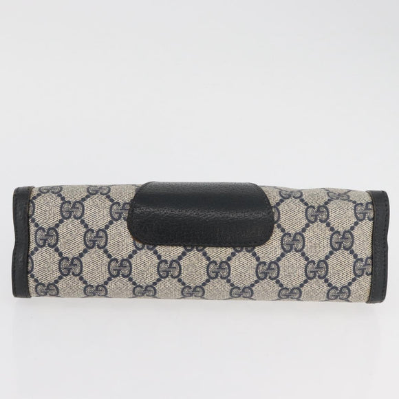 GUCCI GG Supreme Sherry Line Clutch Bag PVC Navy Red 89 01 032 Auth 182810