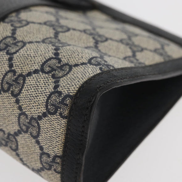 GUCCI GG Supreme Sherry Line Clutch Bag PVC Navy Red 89 01 032 Auth 182810