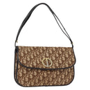 Christian Dior Trotter Canvas Shoulder Bag Beige Gold Auth 182811-1