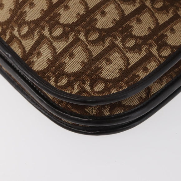 Christian Dior Trotter Canvas Shoulder Bag Beige Gold Auth 182811