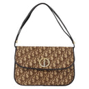 Christian Dior Trotter Canvas Shoulder Bag Beige Gold Auth 182811-13