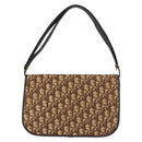 Christian Dior Trotter Canvas Shoulder Bag Beige Gold Auth 182811-2