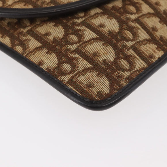 Christian Dior Trotter Canvas Shoulder Bag Beige Gold Auth 182812
