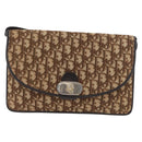 Christian Dior Trotter Canvas Shoulder Bag Beige Gold Auth 182812-2