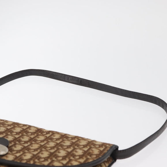 Christian Dior Trotter Canvas Shoulder Bag Beige Gold Auth 182812