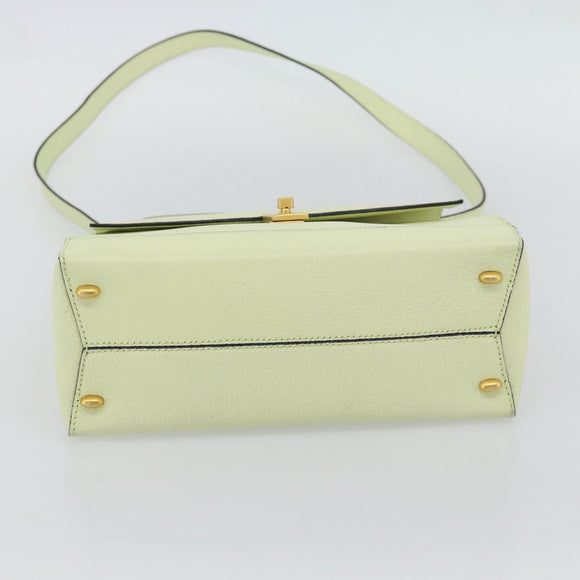 CELINE Hand Bag Leather 2way Yellow Gold Auth 182813