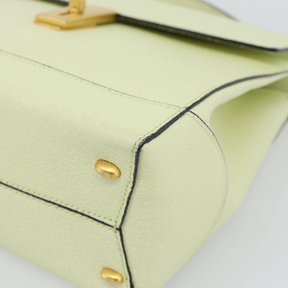 CELINE Hand Bag Leather 2way Yellow Gold Auth 182813