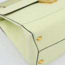 CELINE Hand Bag Leather 2way Yellow Gold Auth 182813-15