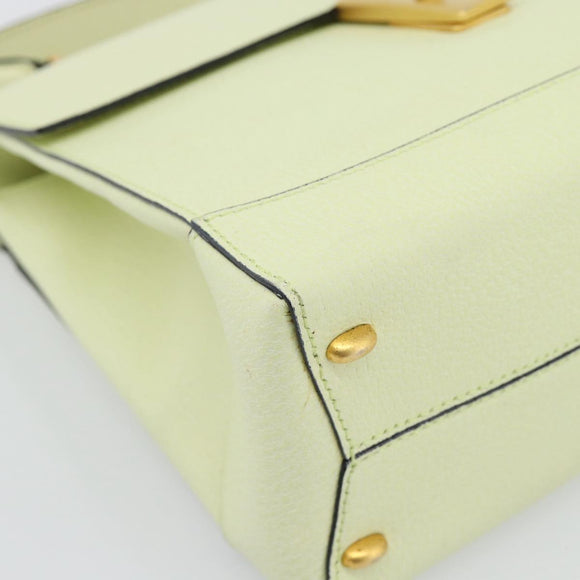 CELINE Hand Bag Leather 2way Yellow Gold Auth 182813