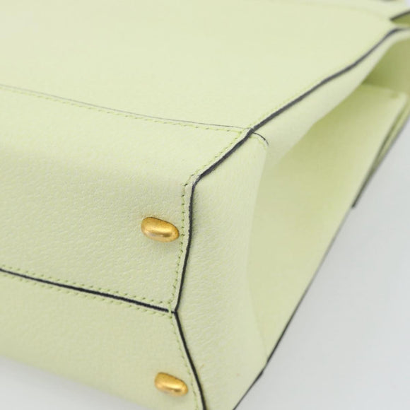 CELINE Hand Bag Leather 2way Yellow Gold Auth 182813