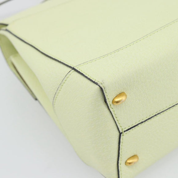 CELINE Hand Bag Leather 2way Yellow Gold Auth 182813