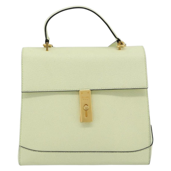 CELINE Hand Bag Leather 2way Yellow Gold Auth 182813