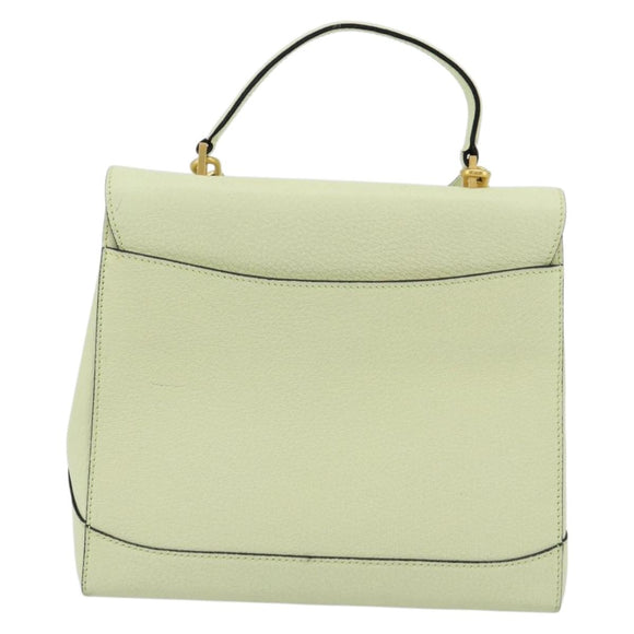 CELINE Hand Bag Leather 2way Yellow Gold Auth 182813