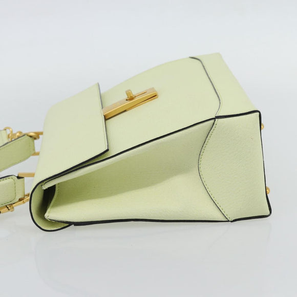 CELINE Hand Bag Leather 2way Yellow Gold Auth 182813