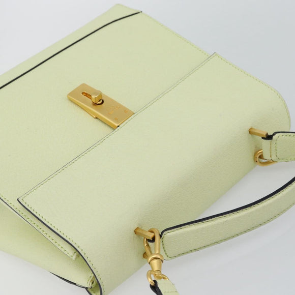 CELINE Hand Bag Leather 2way Yellow Gold Auth 182813