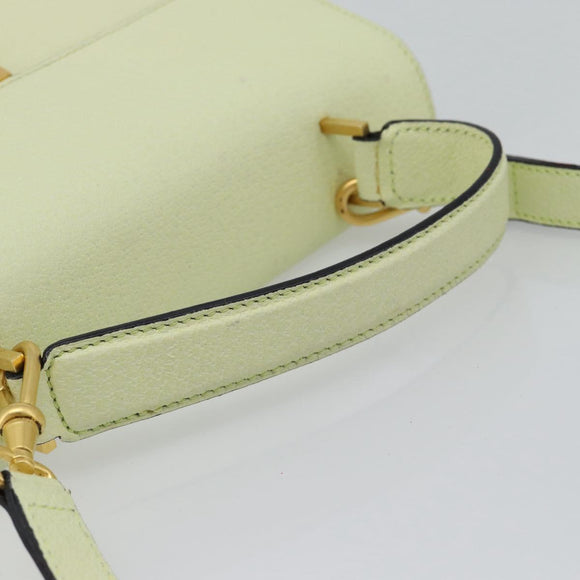 CELINE Hand Bag Leather 2way Yellow Gold Auth 182813