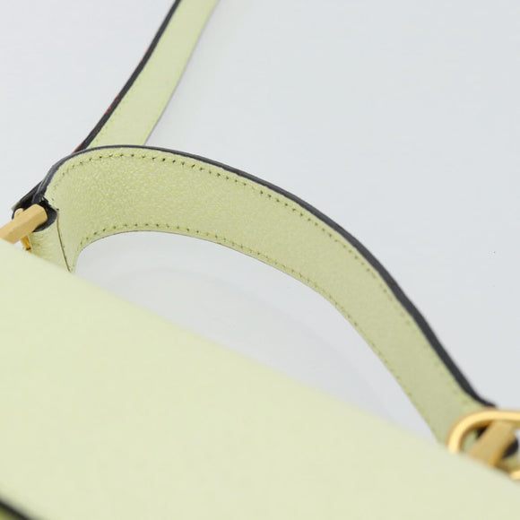 CELINE Hand Bag Leather 2way Yellow Gold Auth 182813