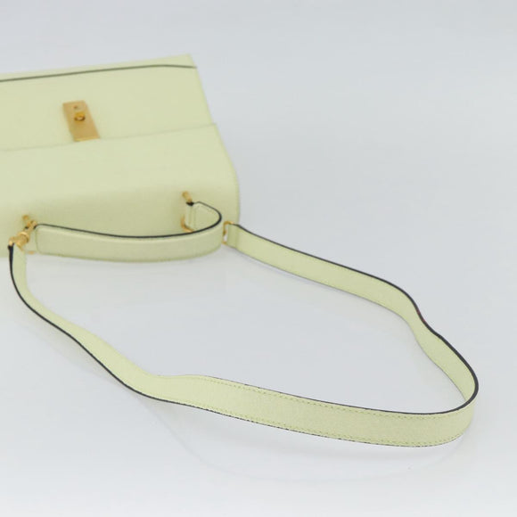 CELINE Hand Bag Leather 2way Yellow Gold Auth 182813