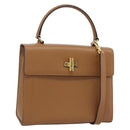 CELINE Handtasche Leder 2-Wege Braun Gold Auth 182814-1