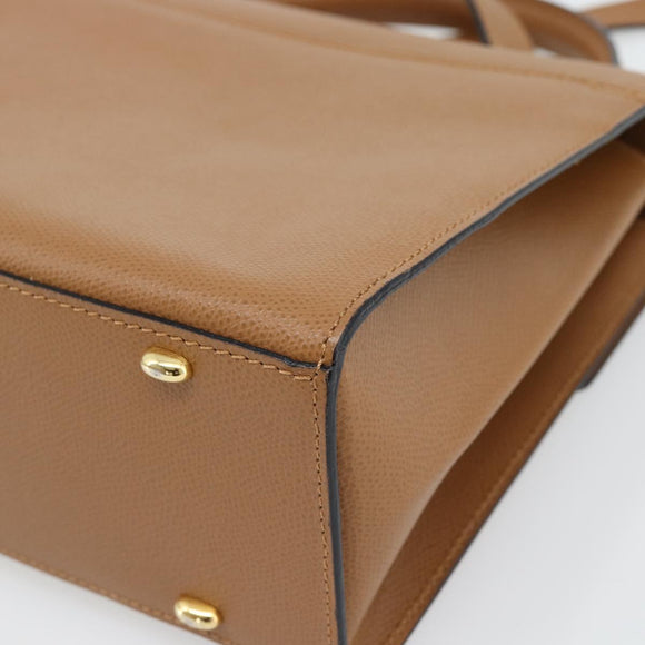 CELINE Handtasche Leder 2-Wege Braun Gold Auth 182814