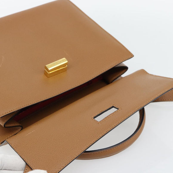 CELINE Handtasche Leder 2-Wege Braun Gold Auth 182814