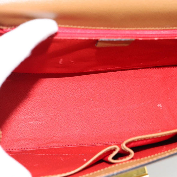 CELINE Handtasche Leder 2-Wege Braun Gold Auth 182814