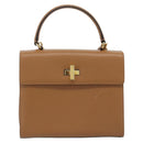 CELINE Handtasche Leder 2-Wege Braun Gold Auth 182814-2