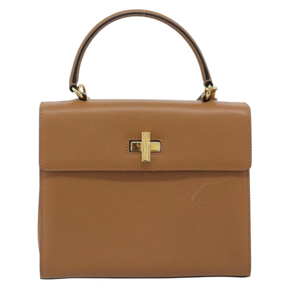 CELINE Handtasche Leder 2-Wege Braun Gold Auth 182814