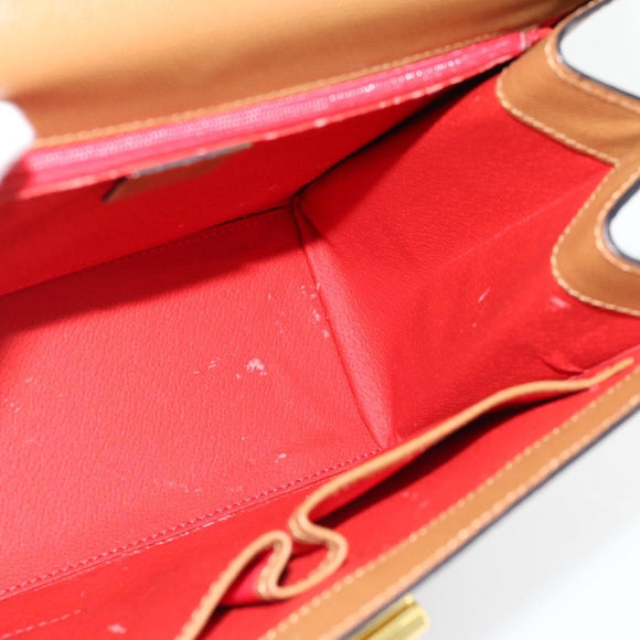CELINE Handtasche Leder 2-Wege Braun Gold Auth 182814