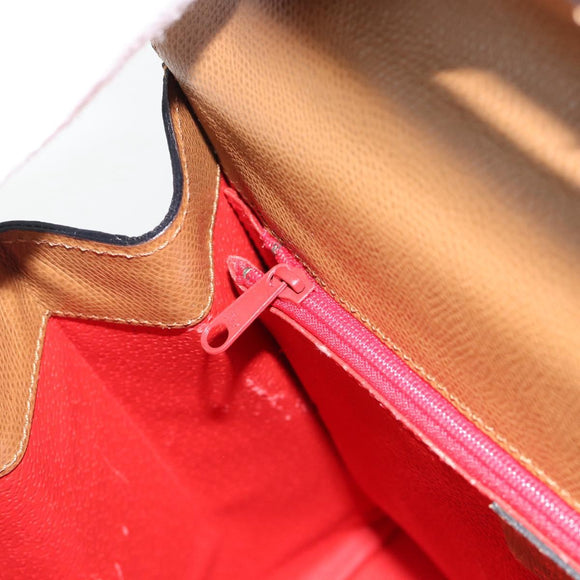 CELINE Handtasche Leder 2-Wege Braun Gold Auth 182814