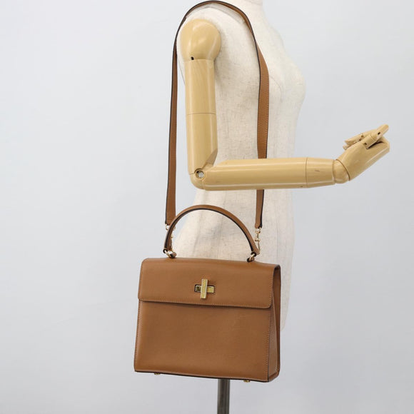 CELINE Handtasche Leder 2-Wege Braun Gold Auth 182814