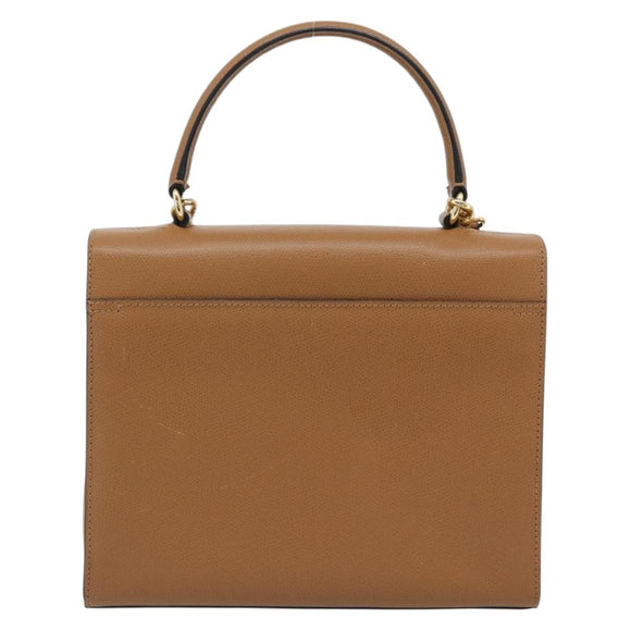 CELINE Handtasche Leder 2-Wege Braun Gold Auth 182814