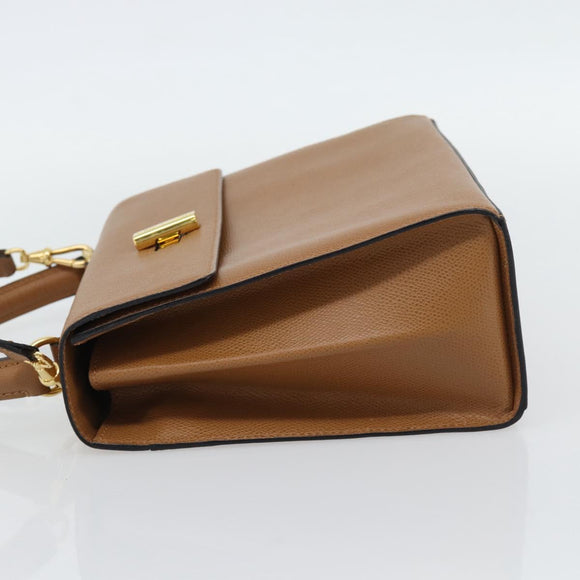 CELINE Handtasche Leder 2-Wege Braun Gold Auth 182814
