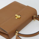 CELINE Handtasche Leder 2-Wege Braun Gold Auth 182814-6