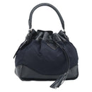 PRADA Umhängetasche Nylon Leder Schwarz Silber Auth 182816V-1
