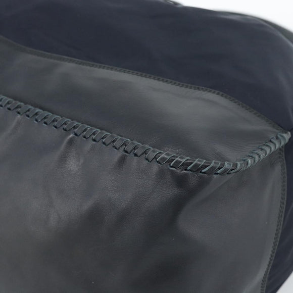 PRADA Umhängetasche Nylon Leder Schwarz Silber Auth 182816V