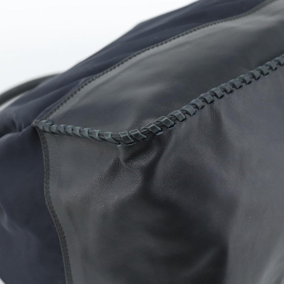 PRADA Umhängetasche Nylon Leder Schwarz Silber Auth 182816V