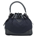 PRADA Umhängetasche Nylon Leder Schwarz Silber Auth 182816V-2