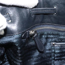 PRADA Umhängetasche Nylon Leder Schwarz Silber Auth 182816V-21