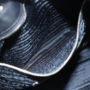PRADA Umhängetasche Nylon Leder Schwarz Silber Auth 182816V-22