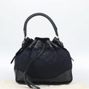 PRADA Umhängetasche Nylon Leder Schwarz Silber Auth 182816V-24