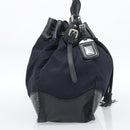 PRADA Umhängetasche Nylon Leder Schwarz Silber Auth 182816V-4