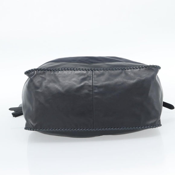 PRADA Umhängetasche Nylon Leder Schwarz Silber Auth 182816V