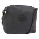 GUCCI Micro GG Supreme Shoulder Bag PVC Black Gold Auth 182820-1