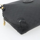 GUCCI Micro GG Supreme Shoulder Bag PVC Black Gold Auth 182820-11