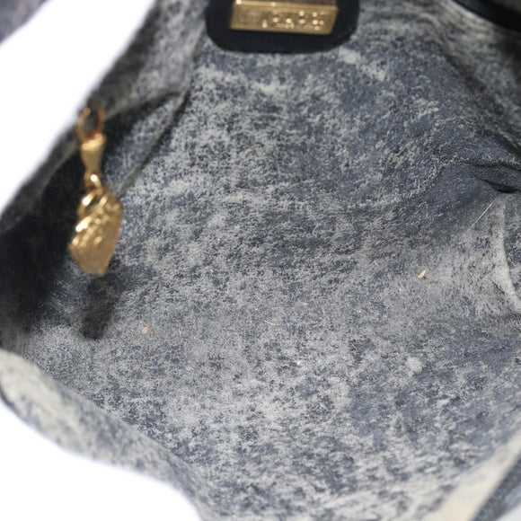 GUCCI Micro GG Supreme Shoulder Bag PVC Black Gold Auth 182820