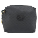GUCCI Micro GG Supreme Shoulder Bag PVC Black Gold Auth 182820-2