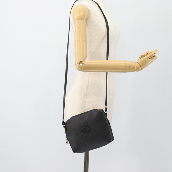 GUCCI Micro GG Supreme Shoulder Bag PVC Black Gold Auth 182820