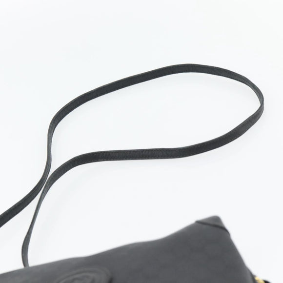 GUCCI Micro GG Supreme Shoulder Bag PVC Black Gold Auth 182820